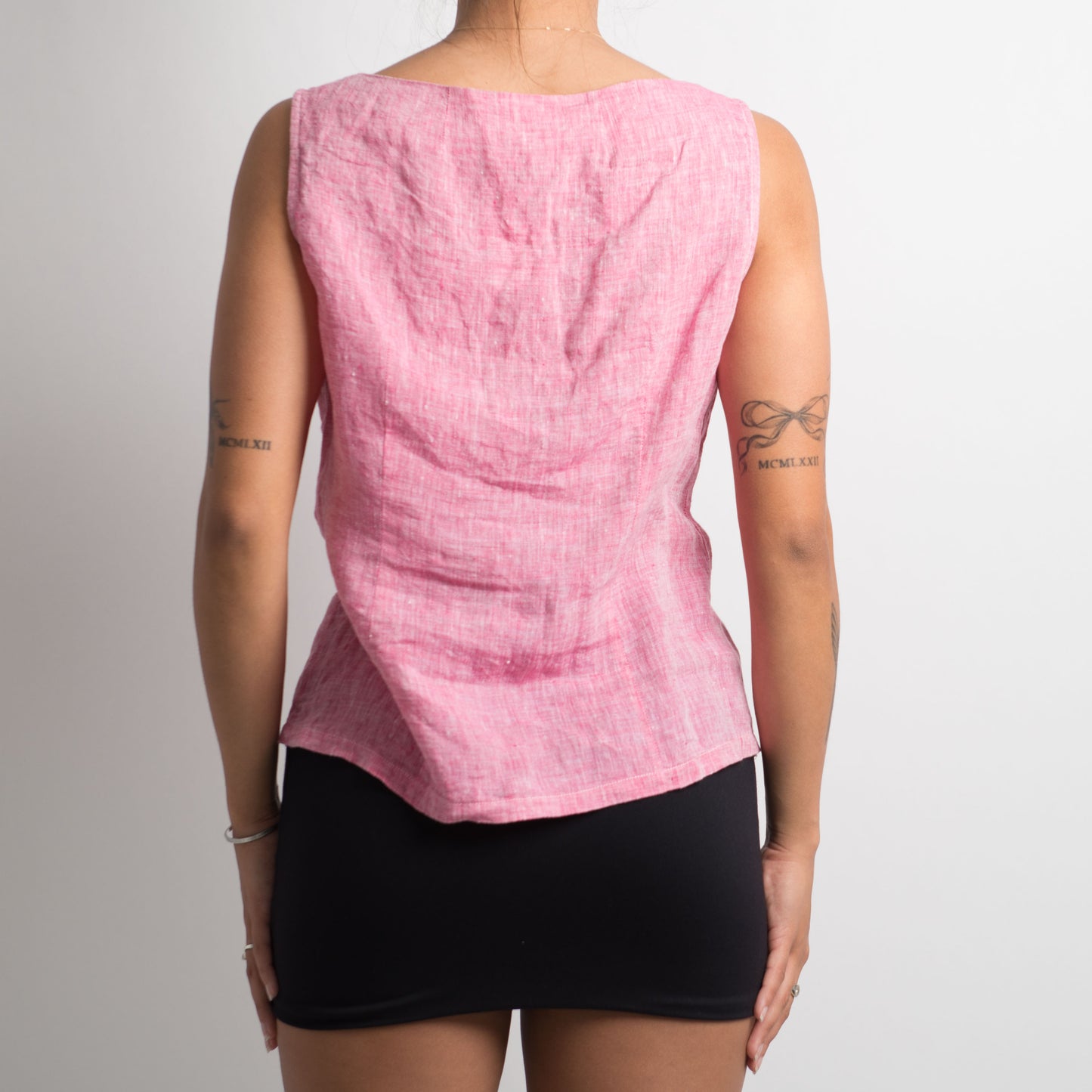 PINK BUTTON UP SLEEVELESS TOP