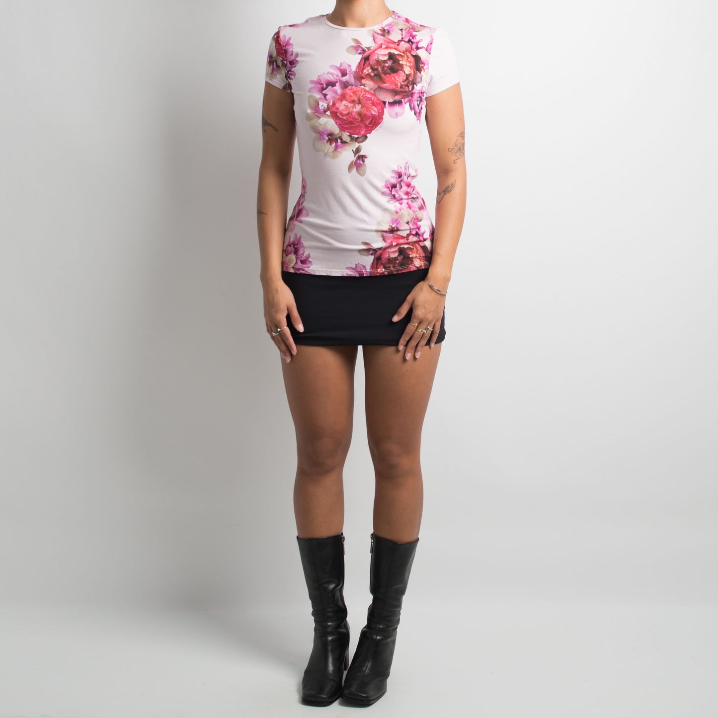 PINK FLORAL BABY TEE