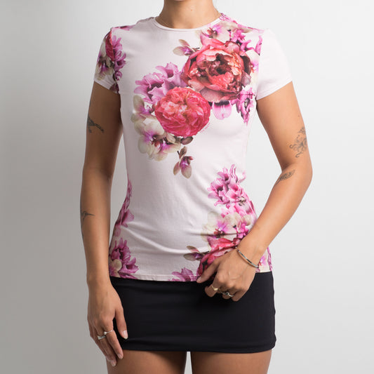 PINK FLORAL BABY TEE