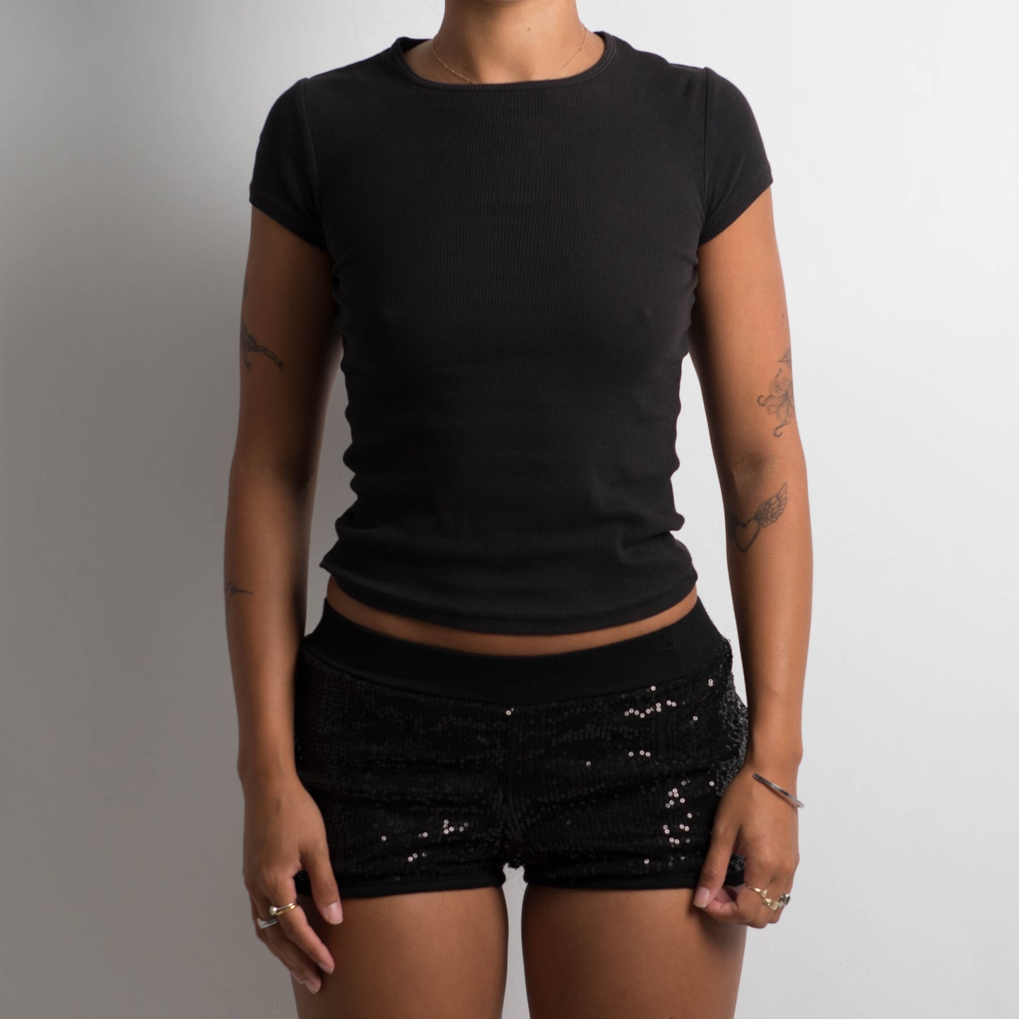 BLACK SEQUIN MICRO MINI SHORTS