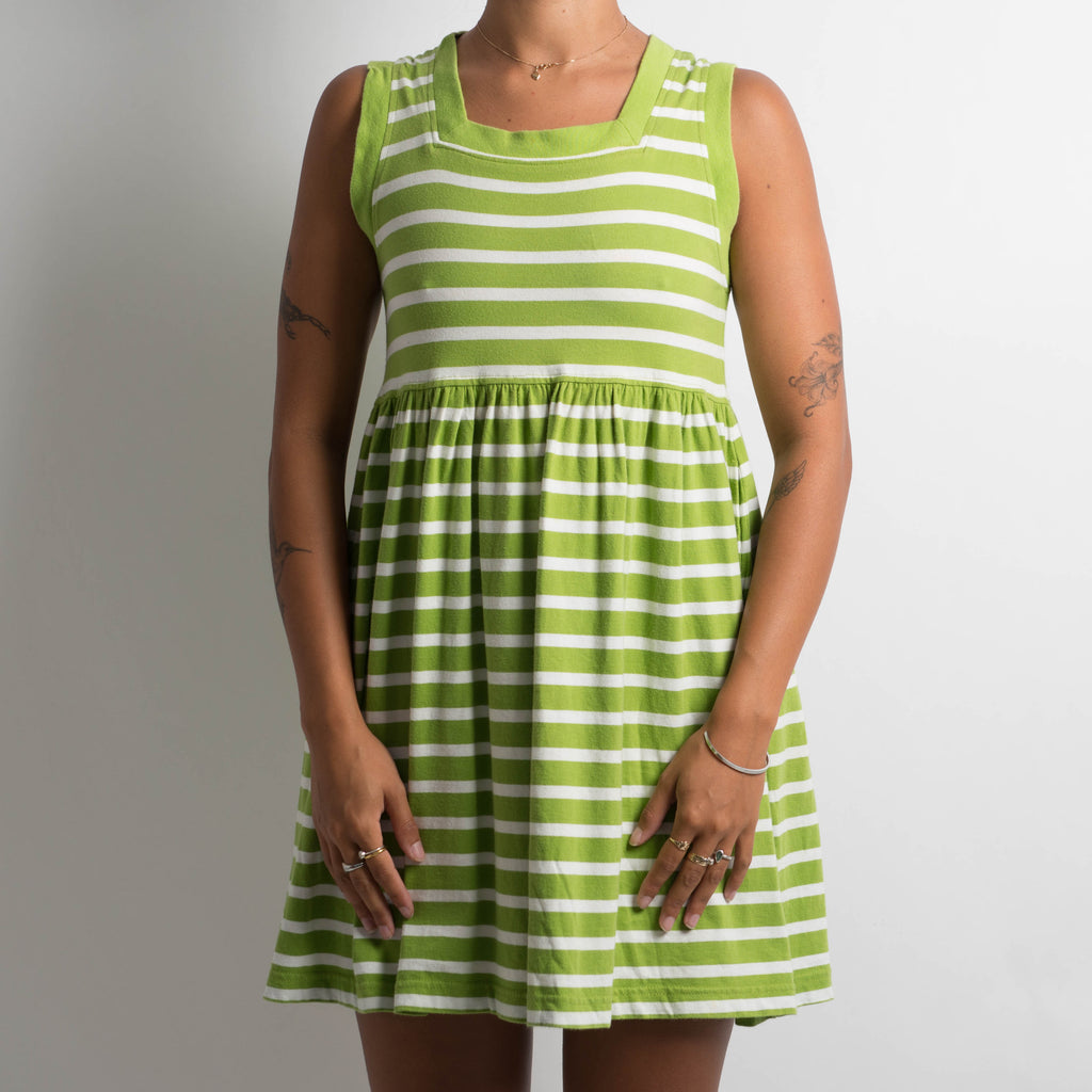 GREEN STRIPED MINI DRESS