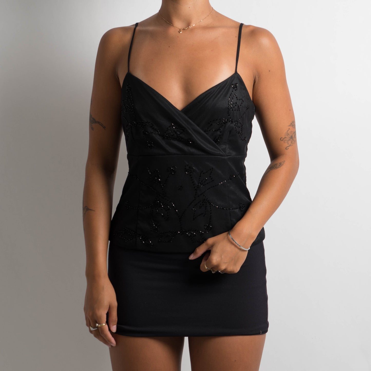 BEADED BLACK CAMISOLE