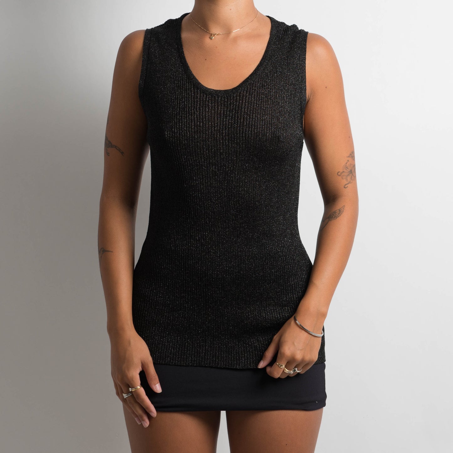 BLACK KNIT TANK TOP