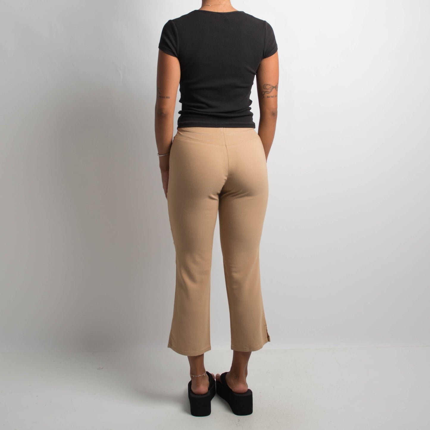 TAN CAPRI BOOTCUT PANTS