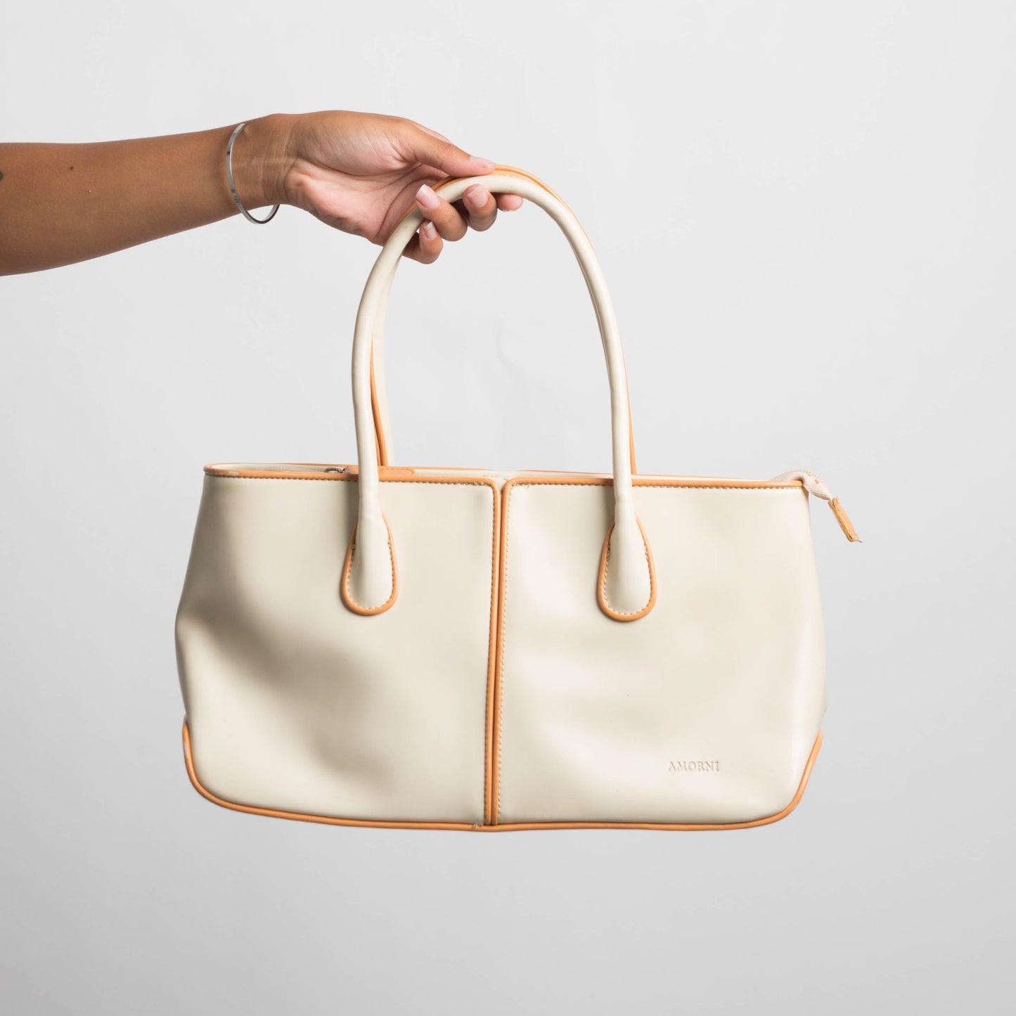 CREAM FAUX LEATHER BAG