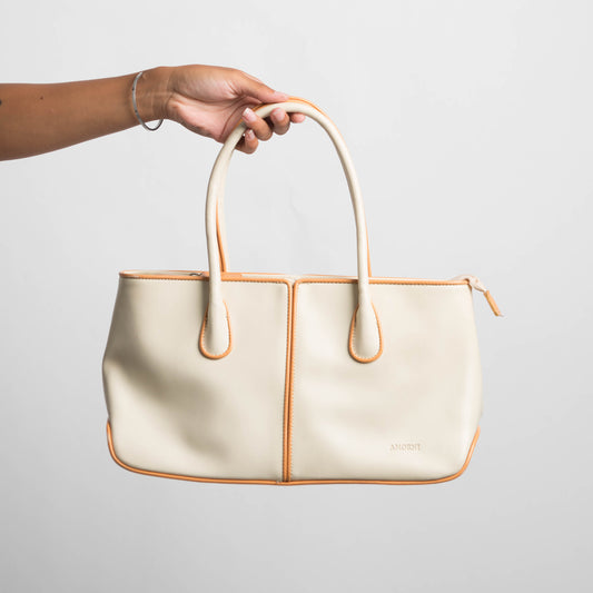 CREAM FAUX LEATHER BAG