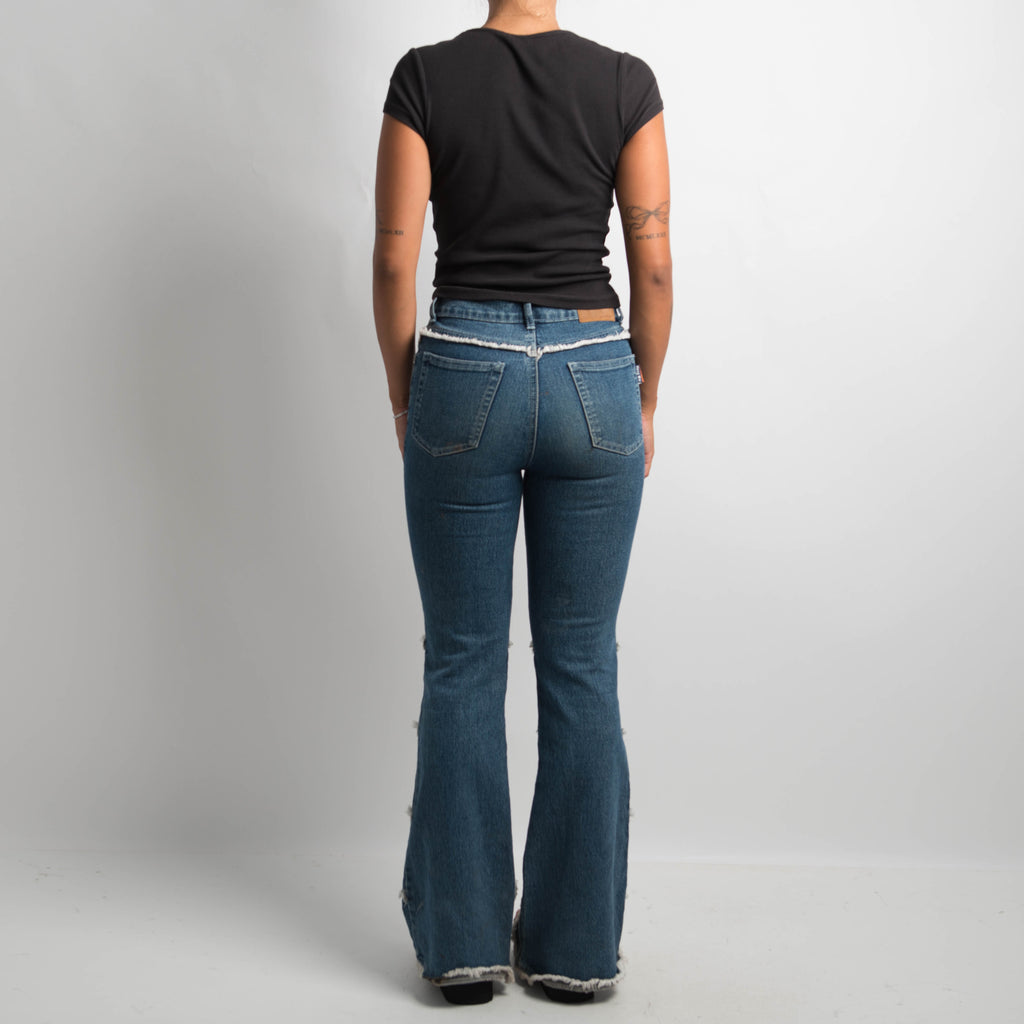FRINGE DETAIL FLARED JEANS