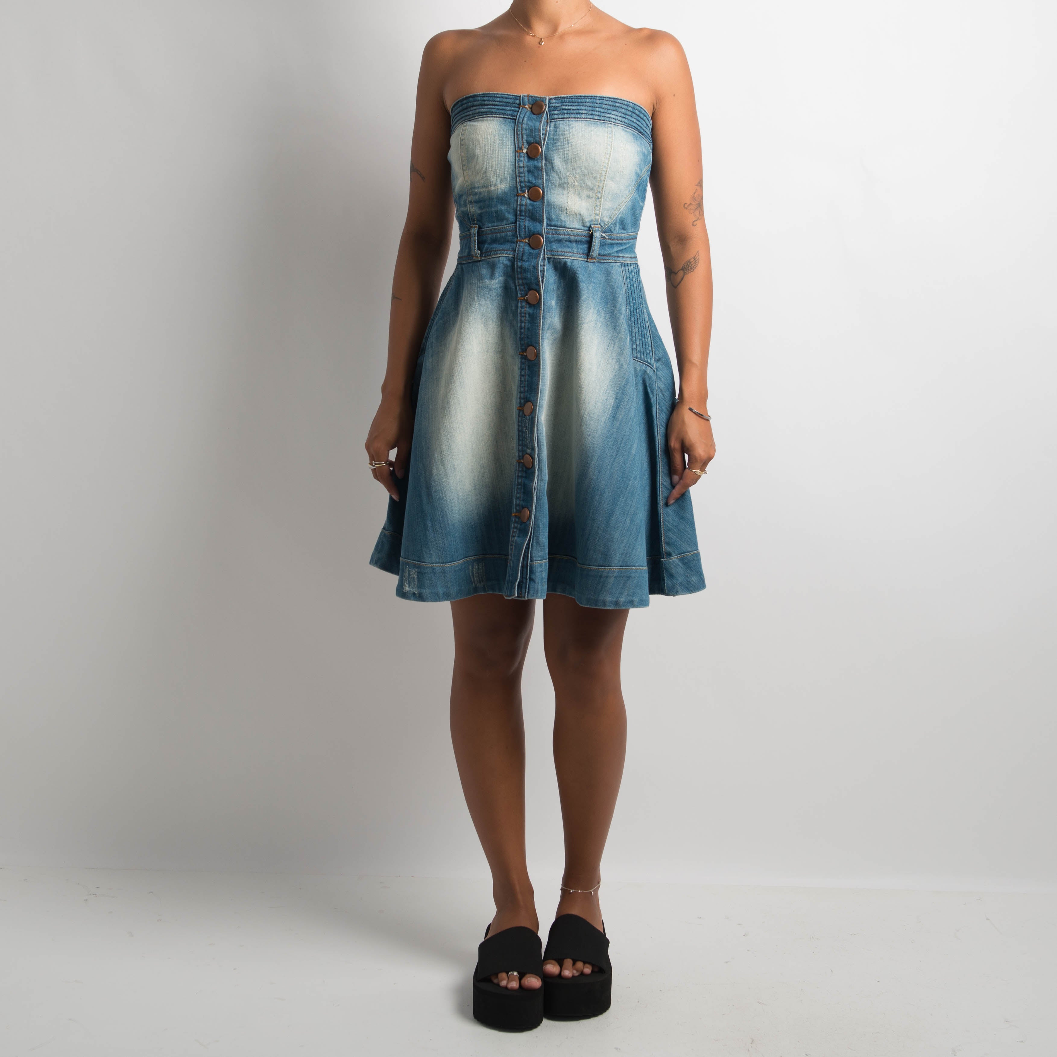 STRAPLESS DENIM DRESS