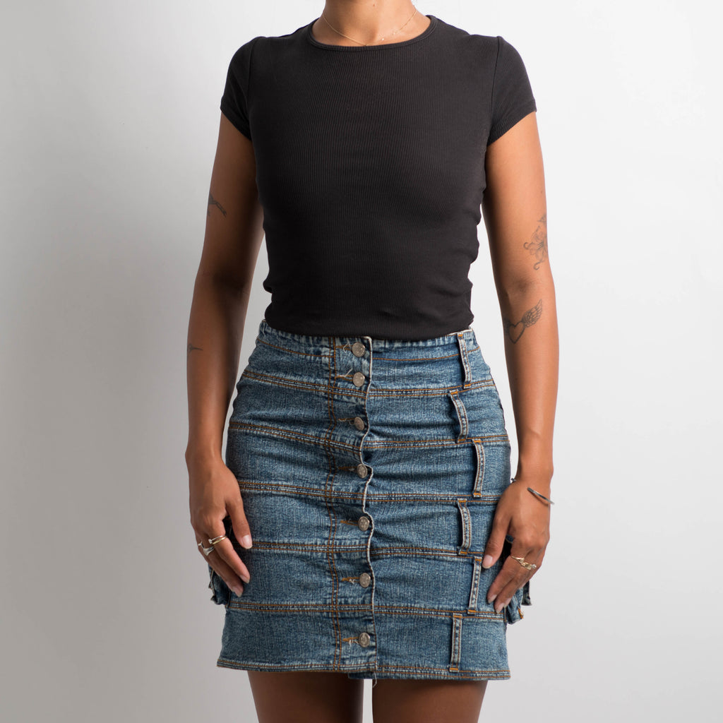 TIERED DENIM SKIRT