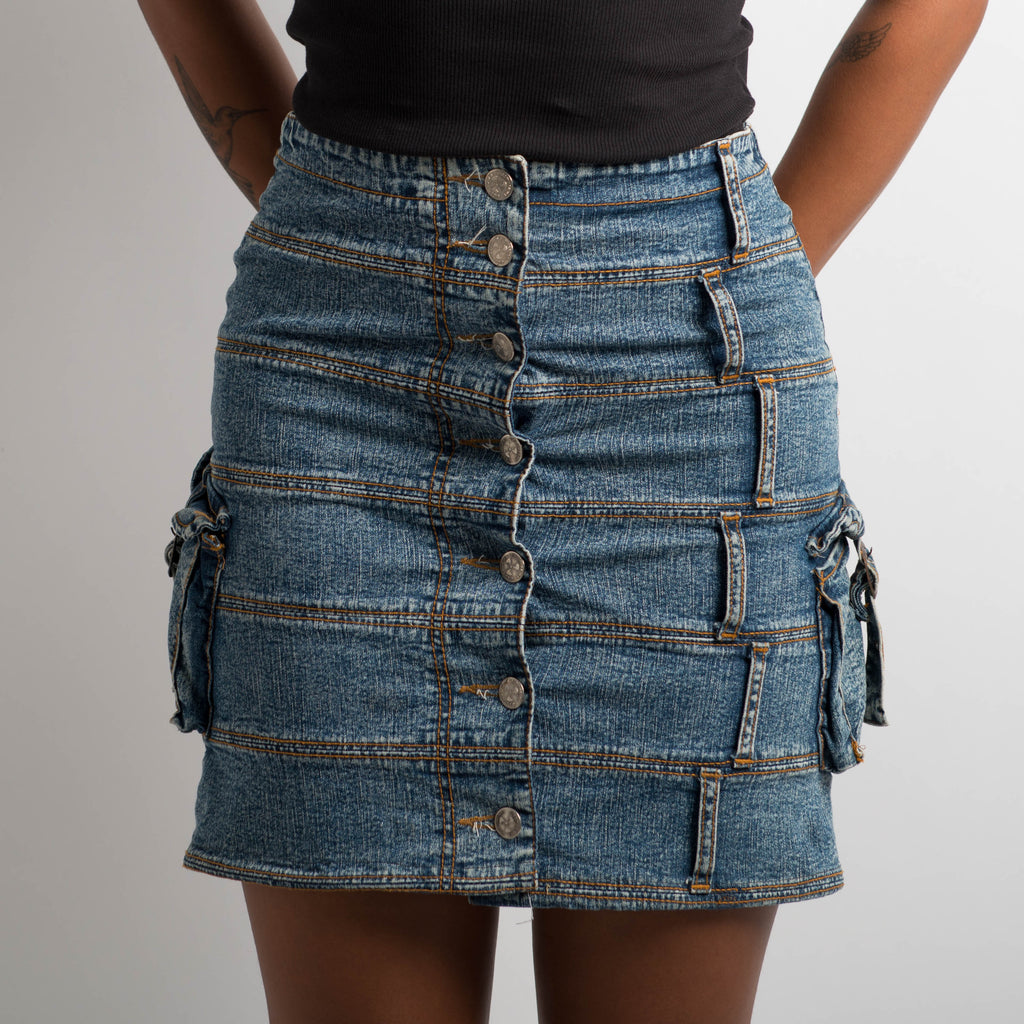 TIERED DENIM SKIRT