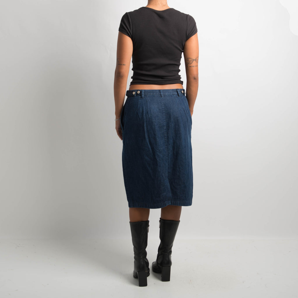 NAVY DENIM MIDI SKIRT