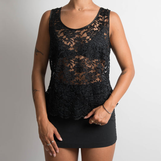 BLACK SHEER LACE TOP