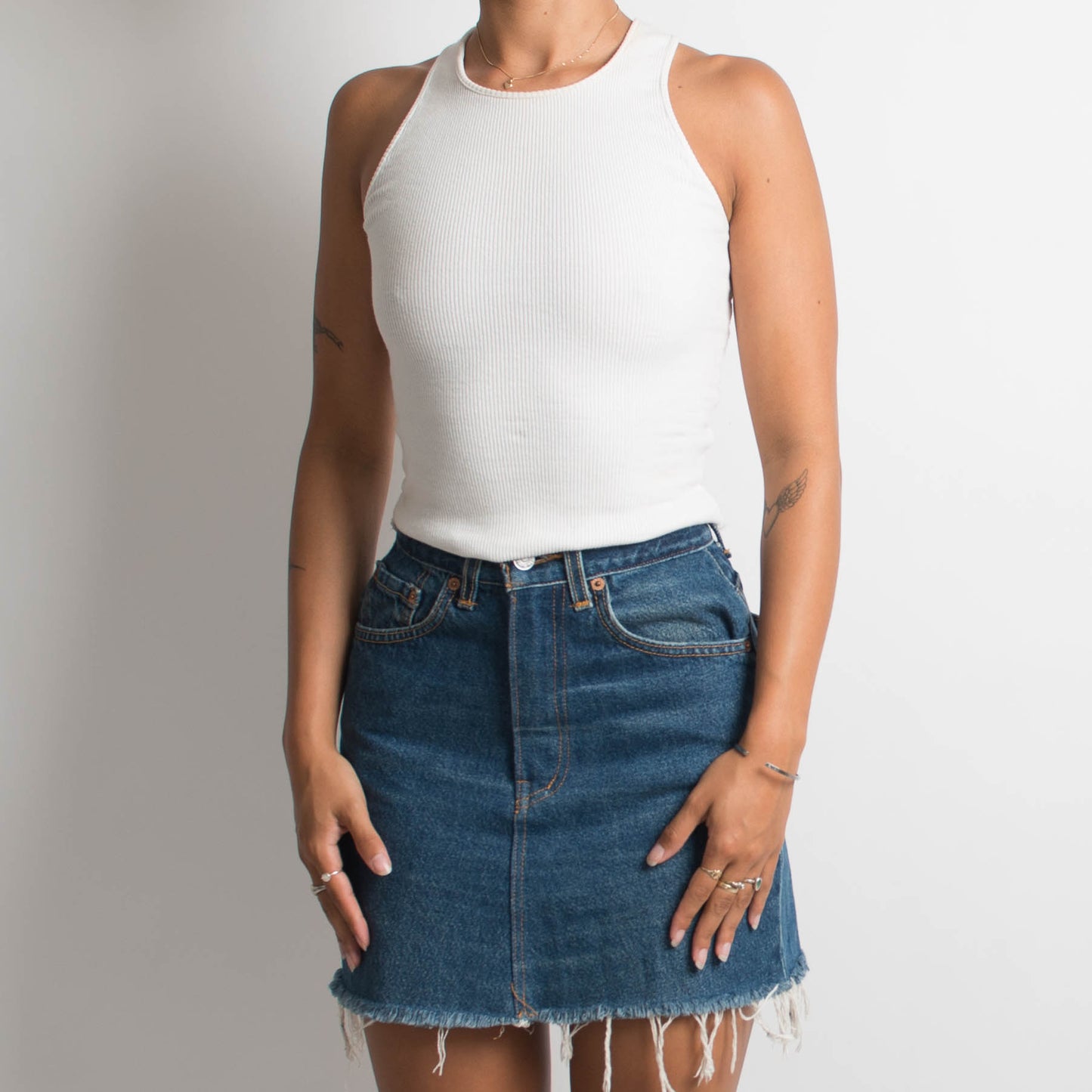 HIGH RISE DENIM MINI SKIRT