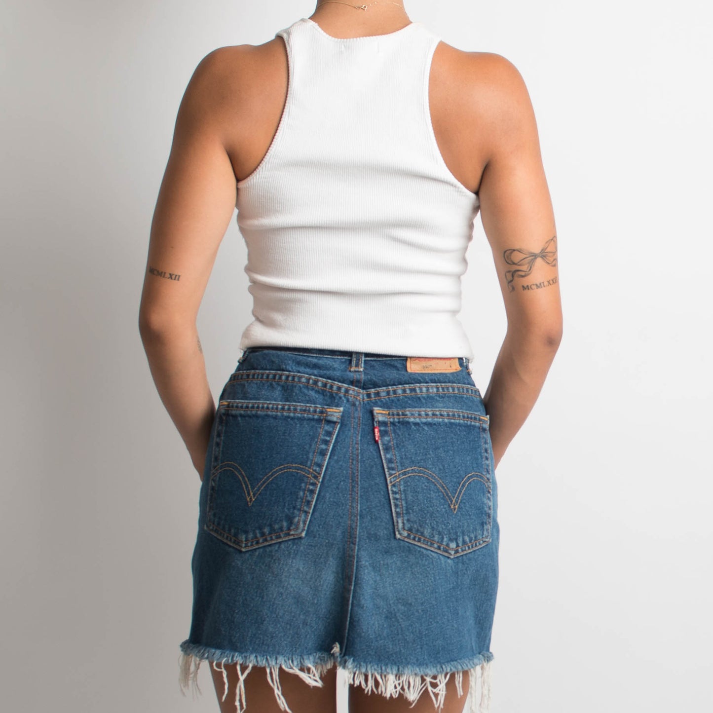 HIGH RISE DENIM MINI SKIRT