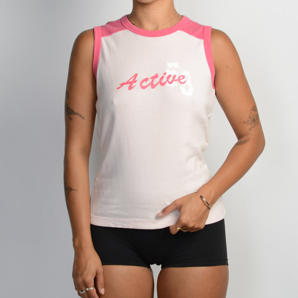 PINK RAGLAN SLEEVELESS TOP