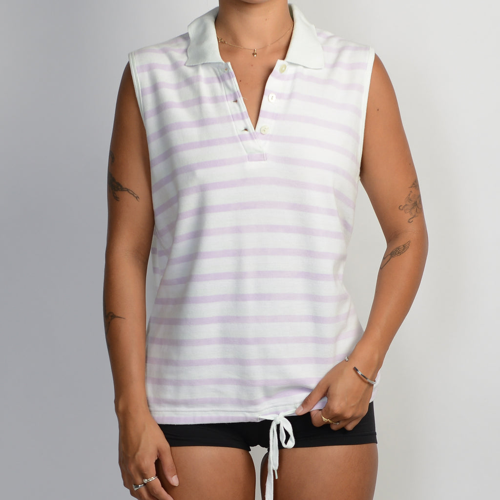 STRIPE SLEEVELESS POLO