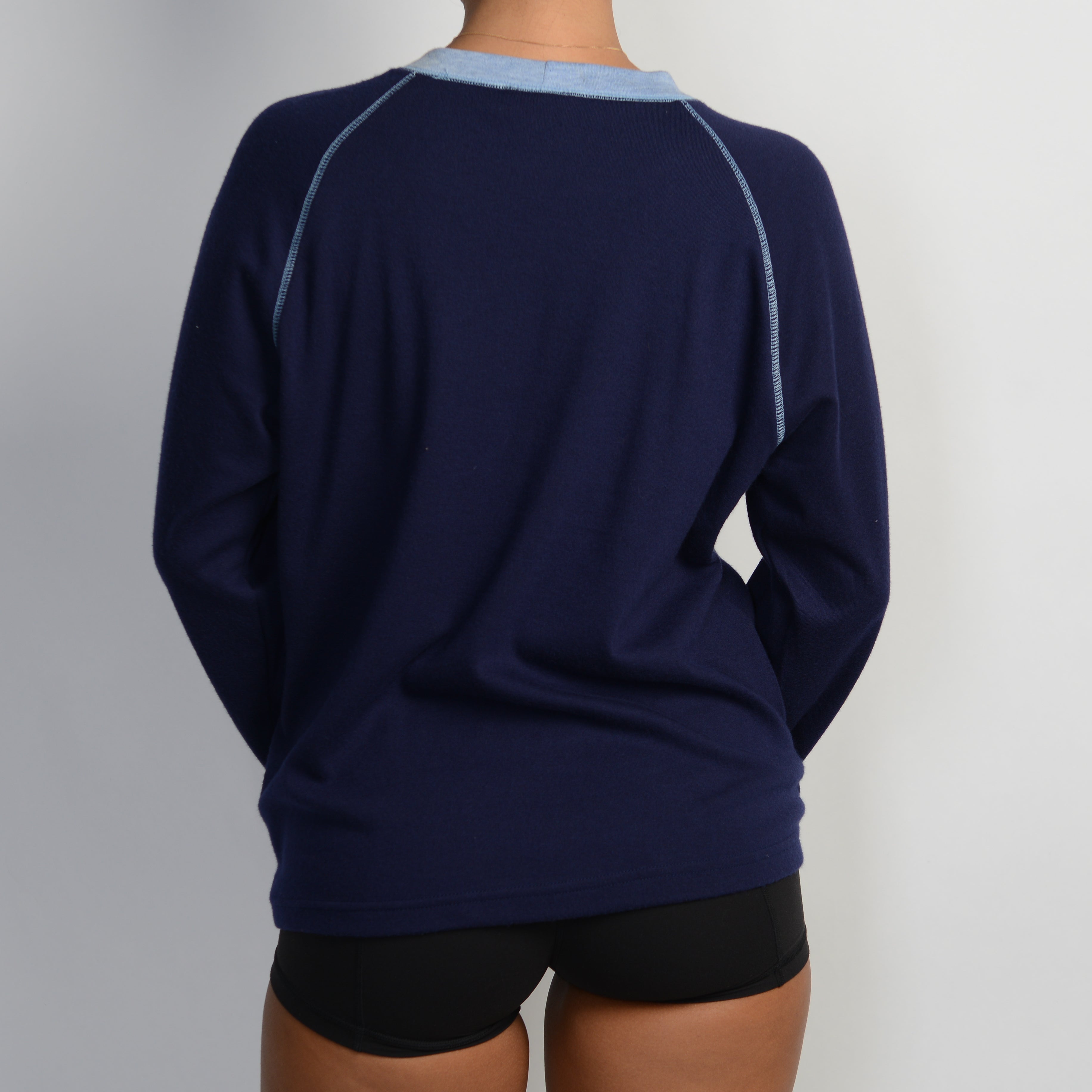 NAVY RINGER LONG SLEEVE TOP