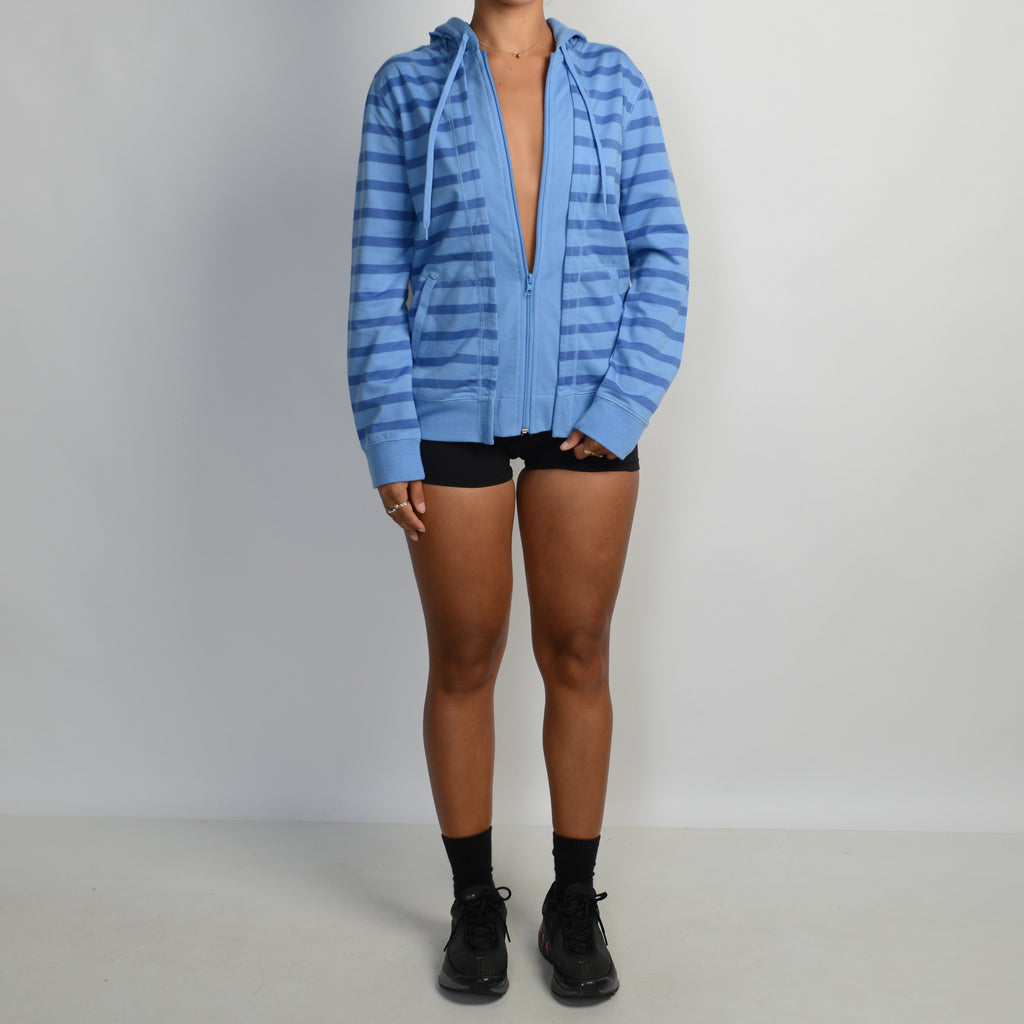 BLUE STRIPE ZIP HOODIE