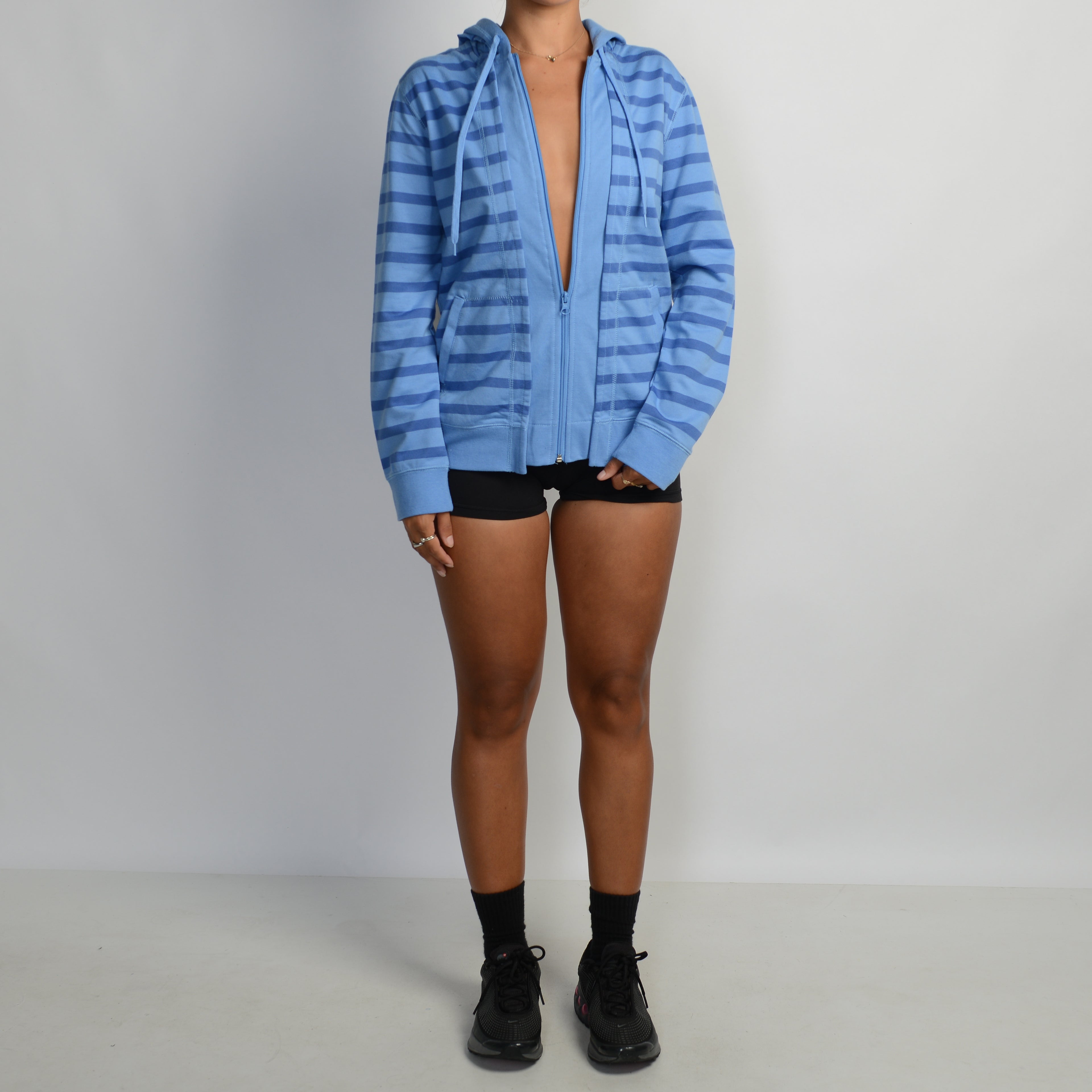 BLUE STRIPE ZIP HOODIE