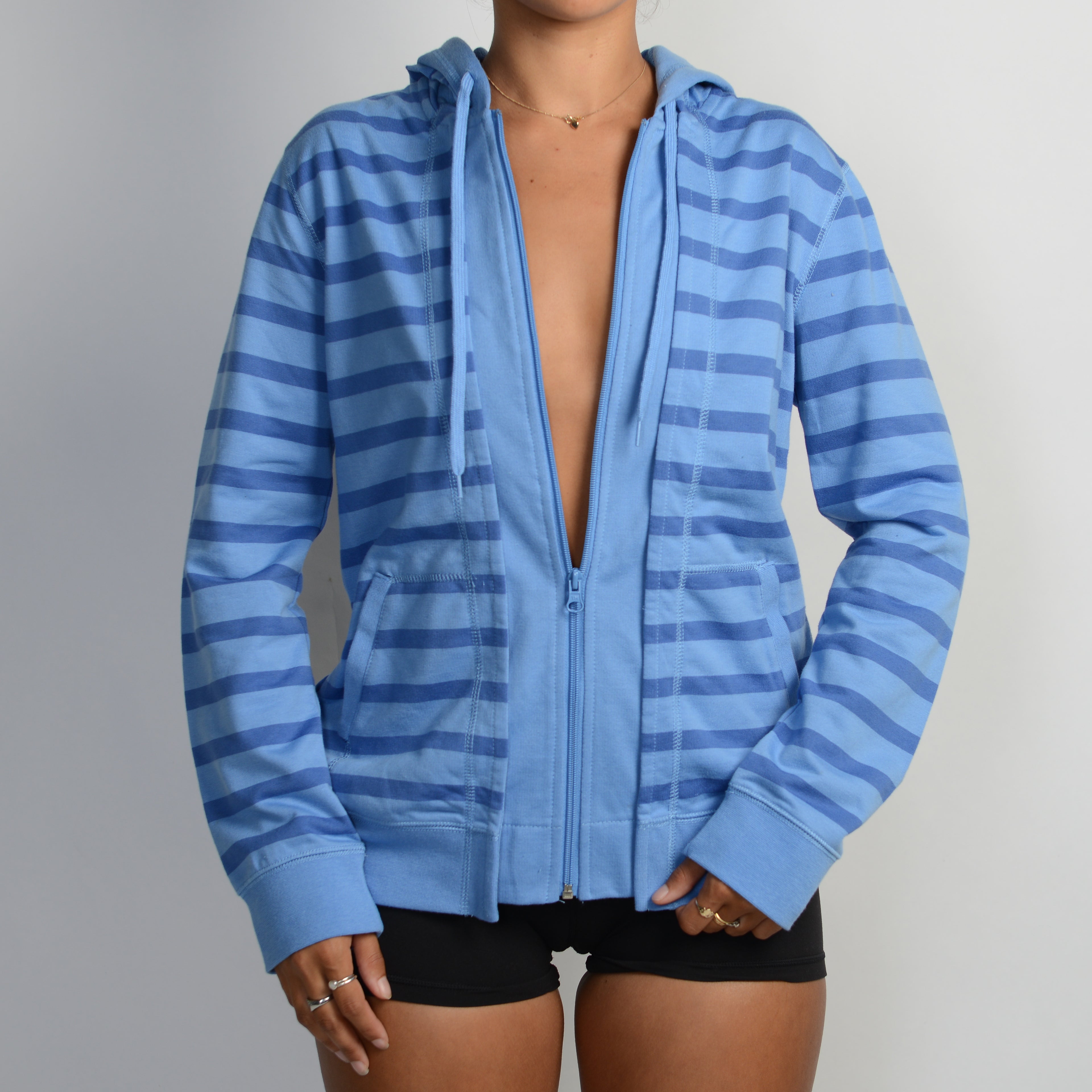 BLUE STRIPE ZIP HOODIE