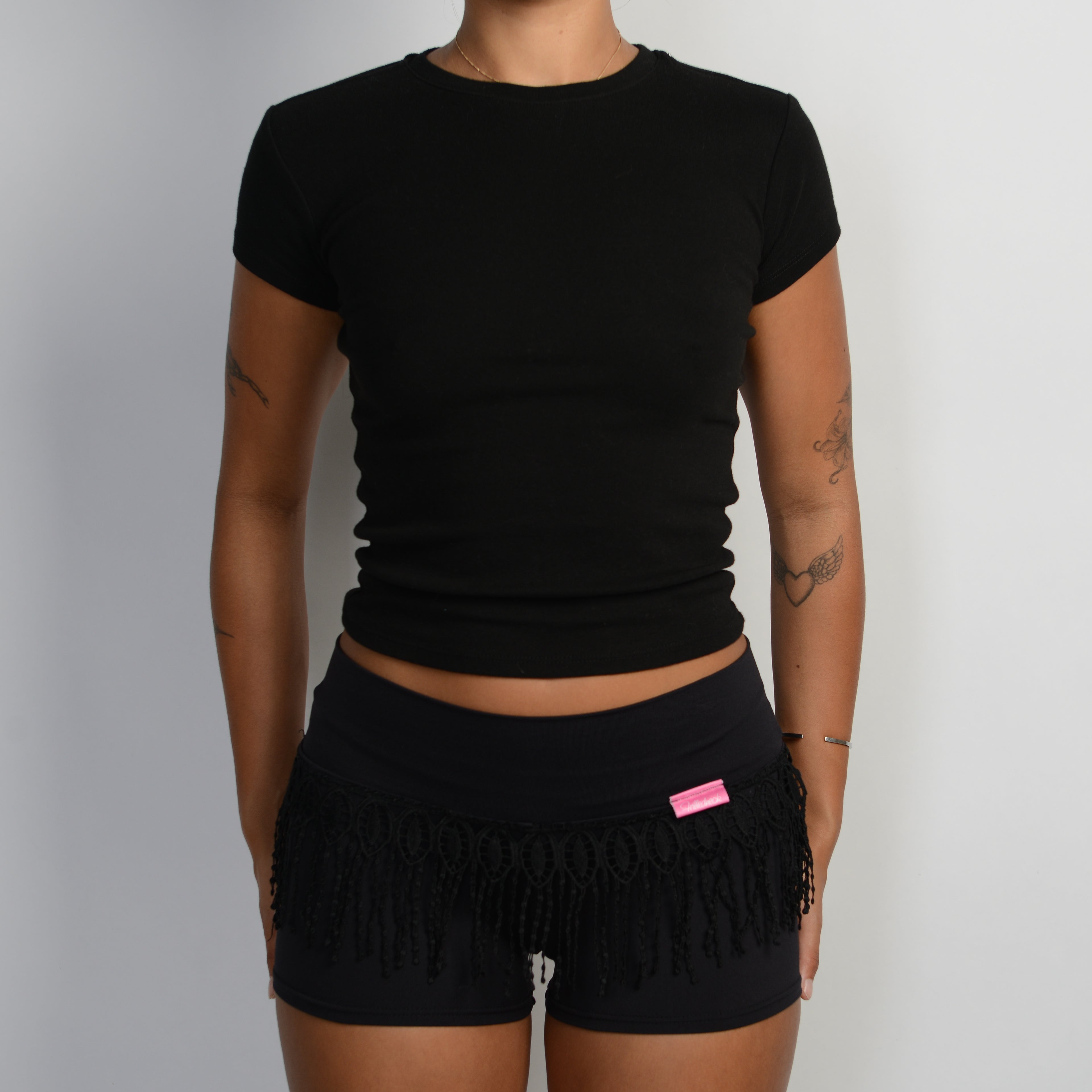 BLACK FRINGE SHORTS