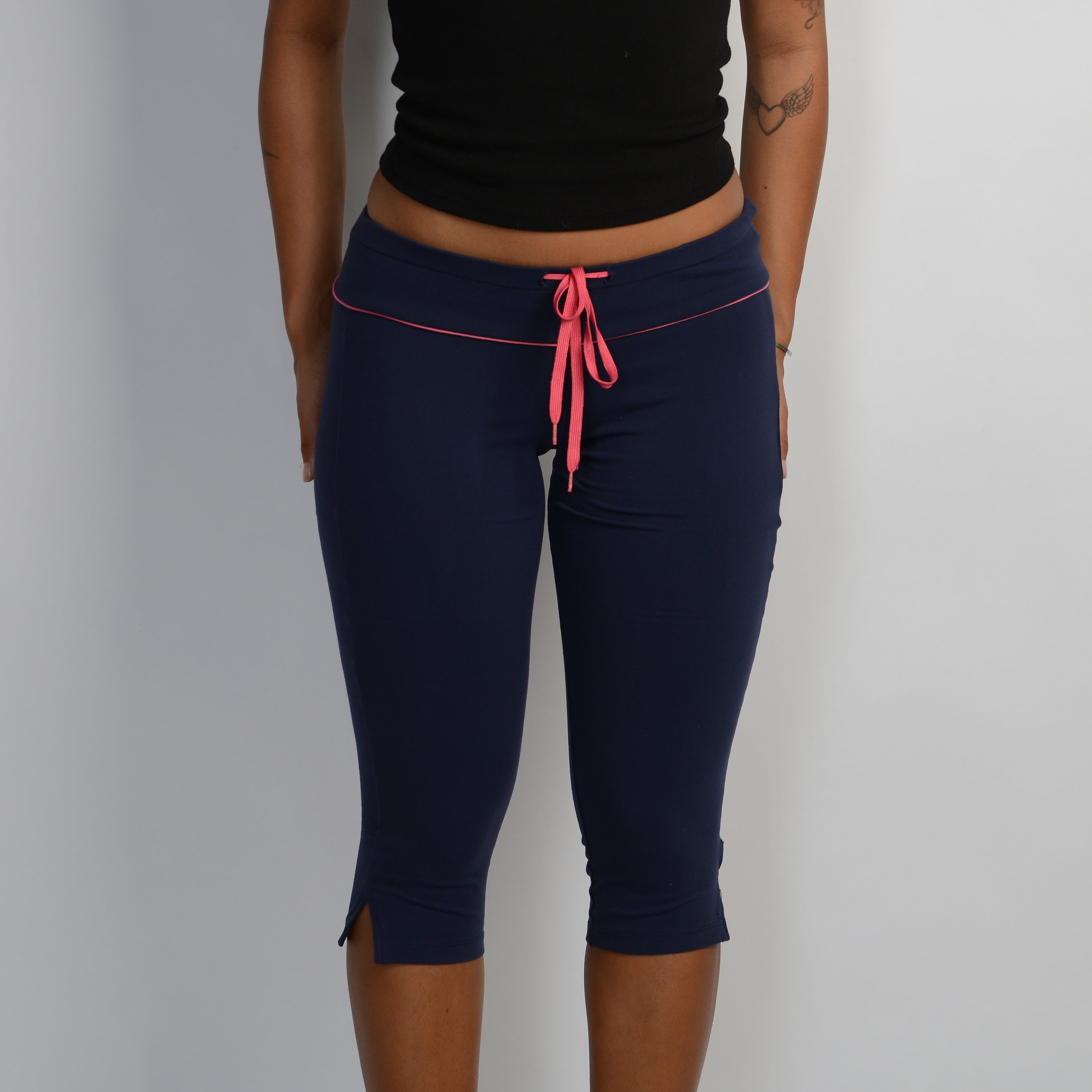 NAVY DRAWSTRING CROP TIGHTS