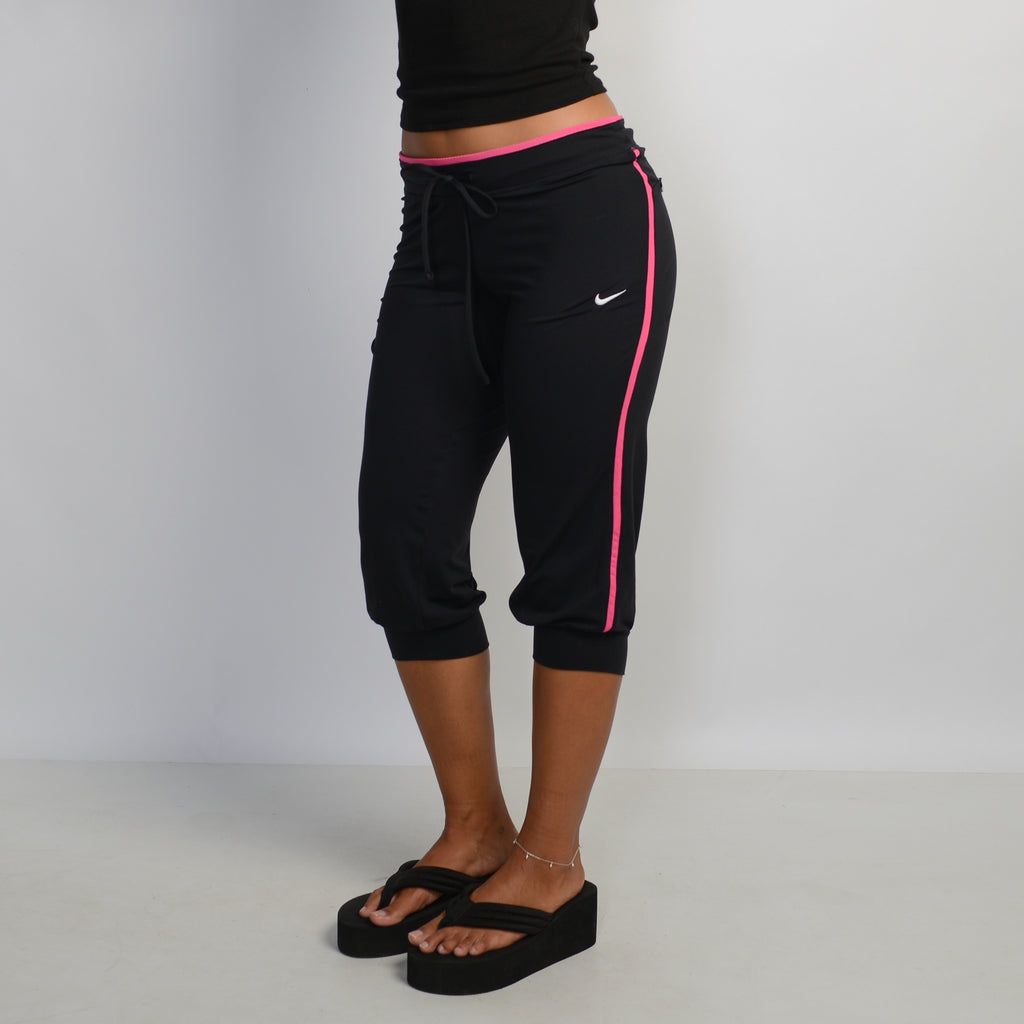 BLACK DRAWSTRING CROP TIGHTS