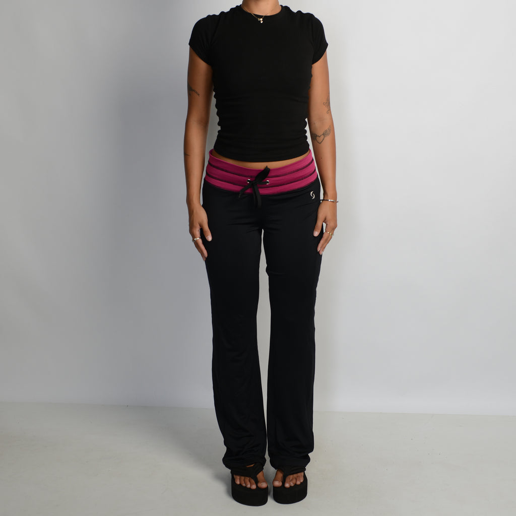 BLACK STRETCH FLARE PANTS