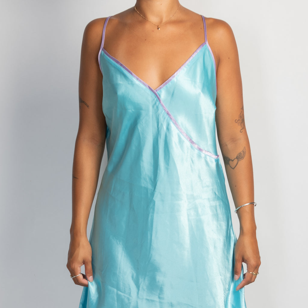 BLUE SATIN CHEMISE