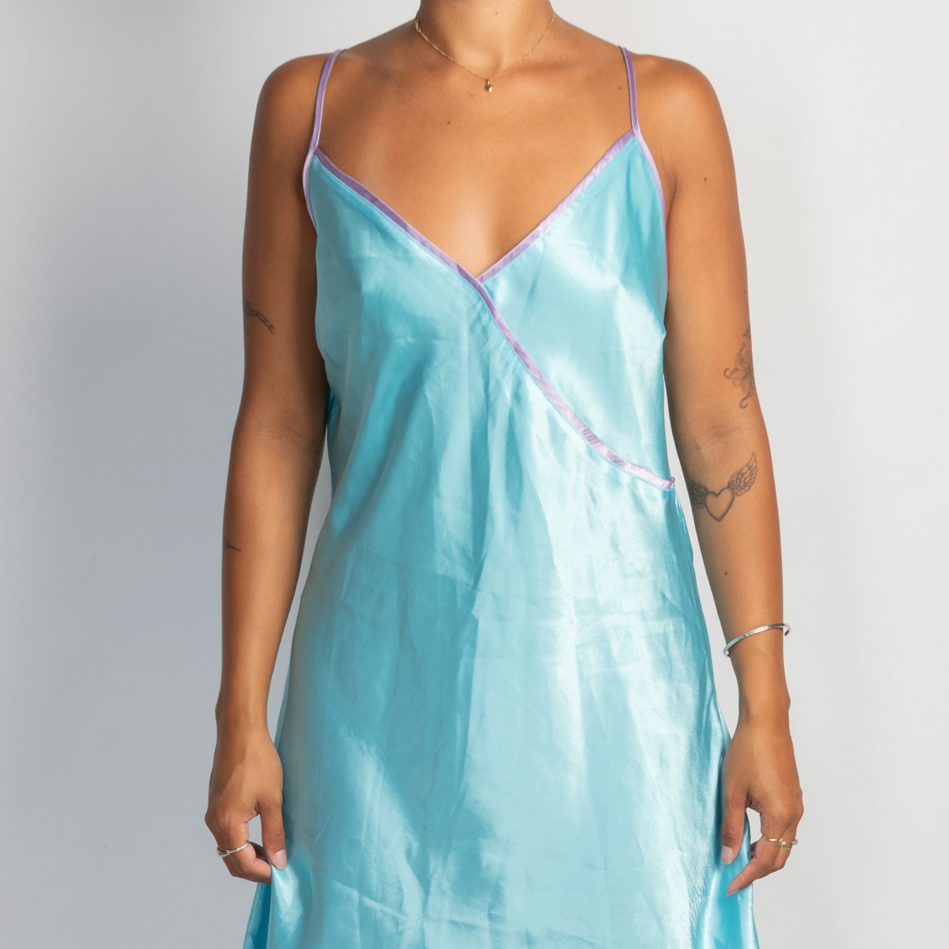 BLUE SATIN CHEMISE
