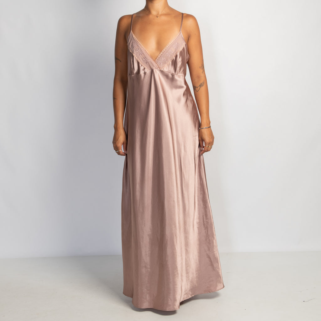 ROSE PINK SATIN NIGHTGOWN