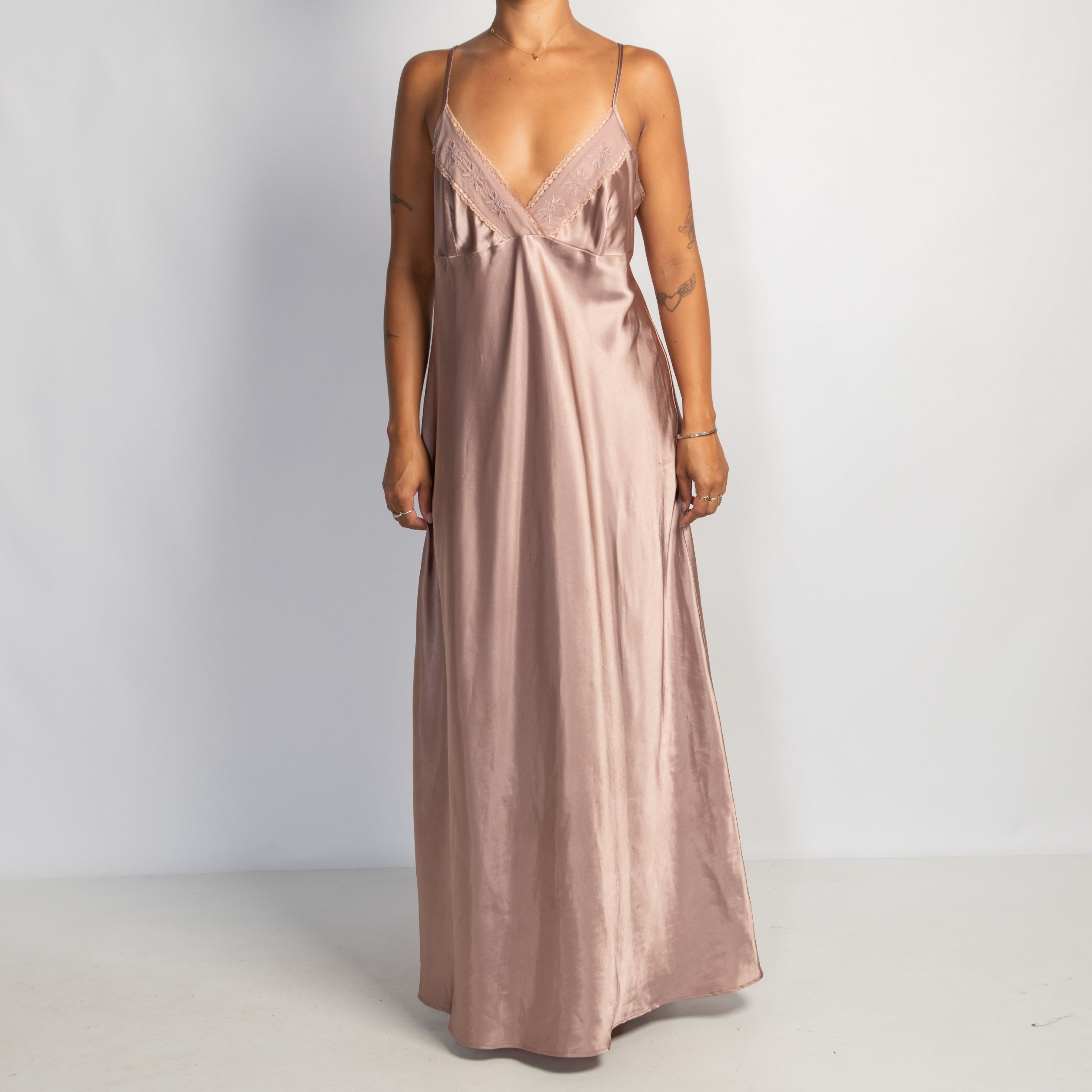ROSE PINK SATIN NIGHTGOWN