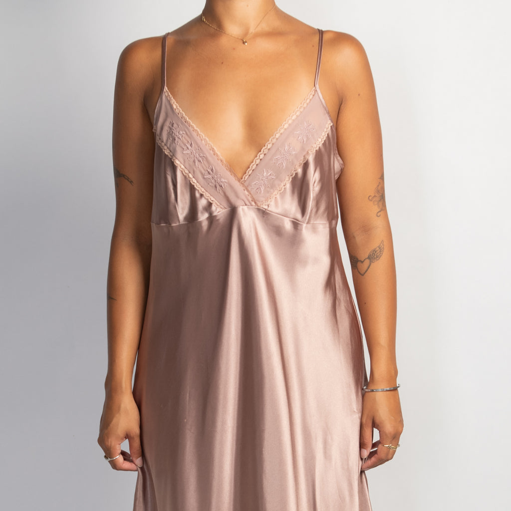 ROSE PINK SATIN NIGHTGOWN