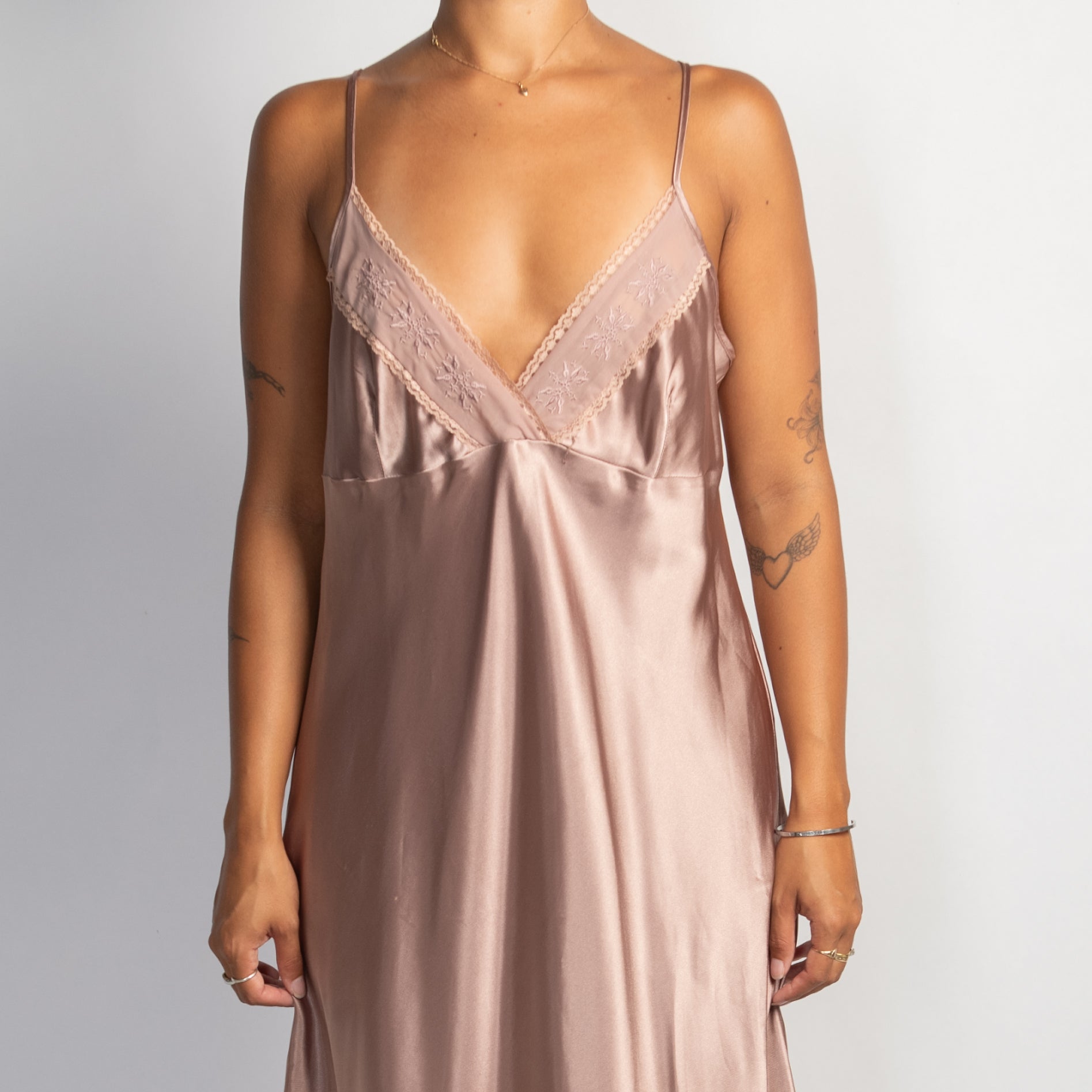 ROSE PINK SATIN NIGHTGOWN