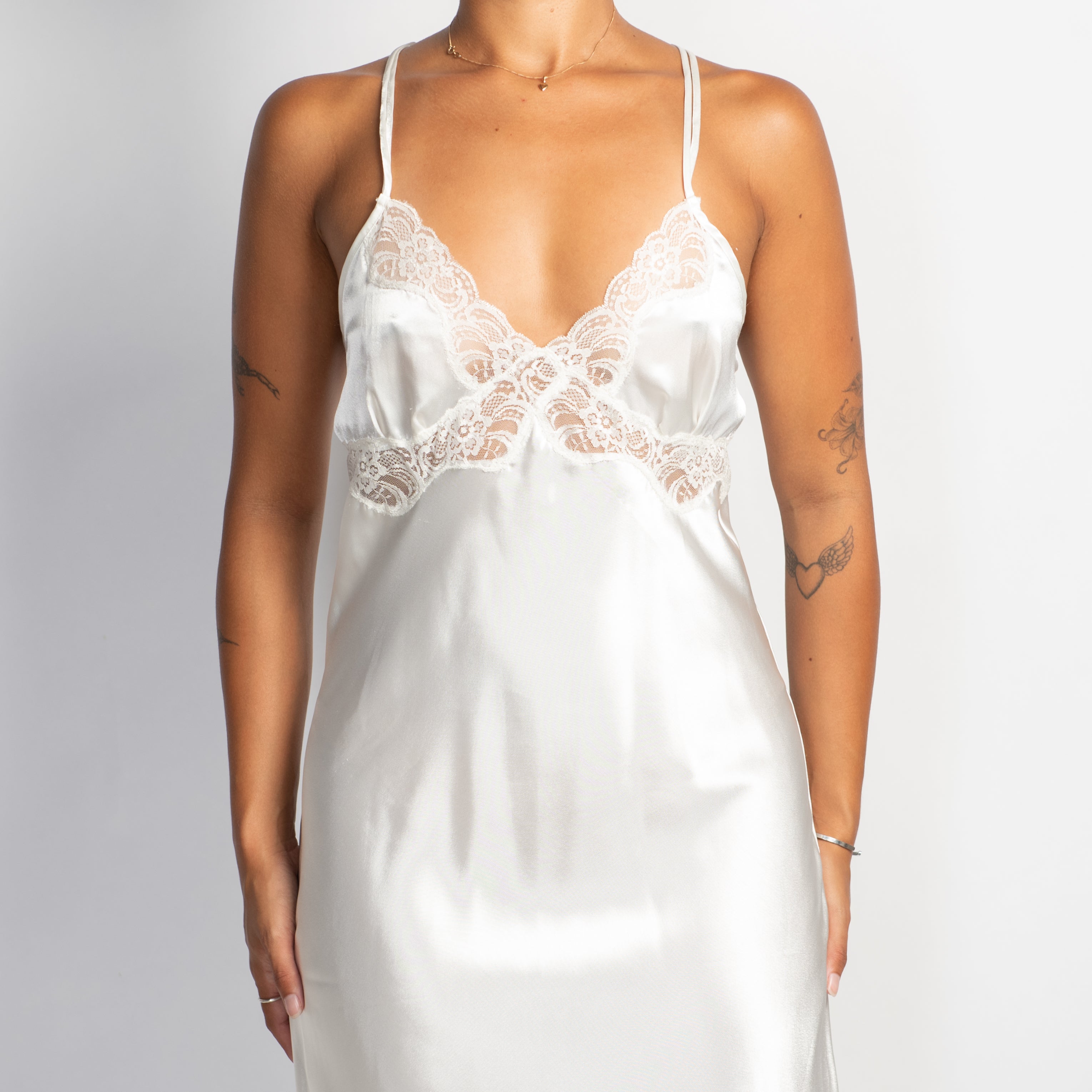WHITE SATIN NIGHTGOWN