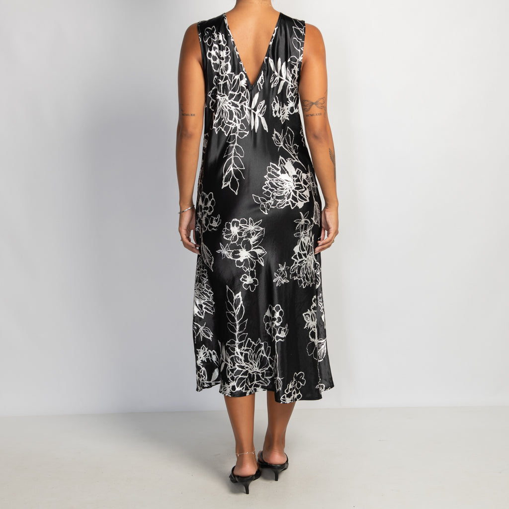 B&W SATIN SLIP DRESS
