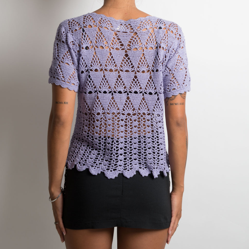 CARDIGAN À MANCHES COURTES AU CROCHET