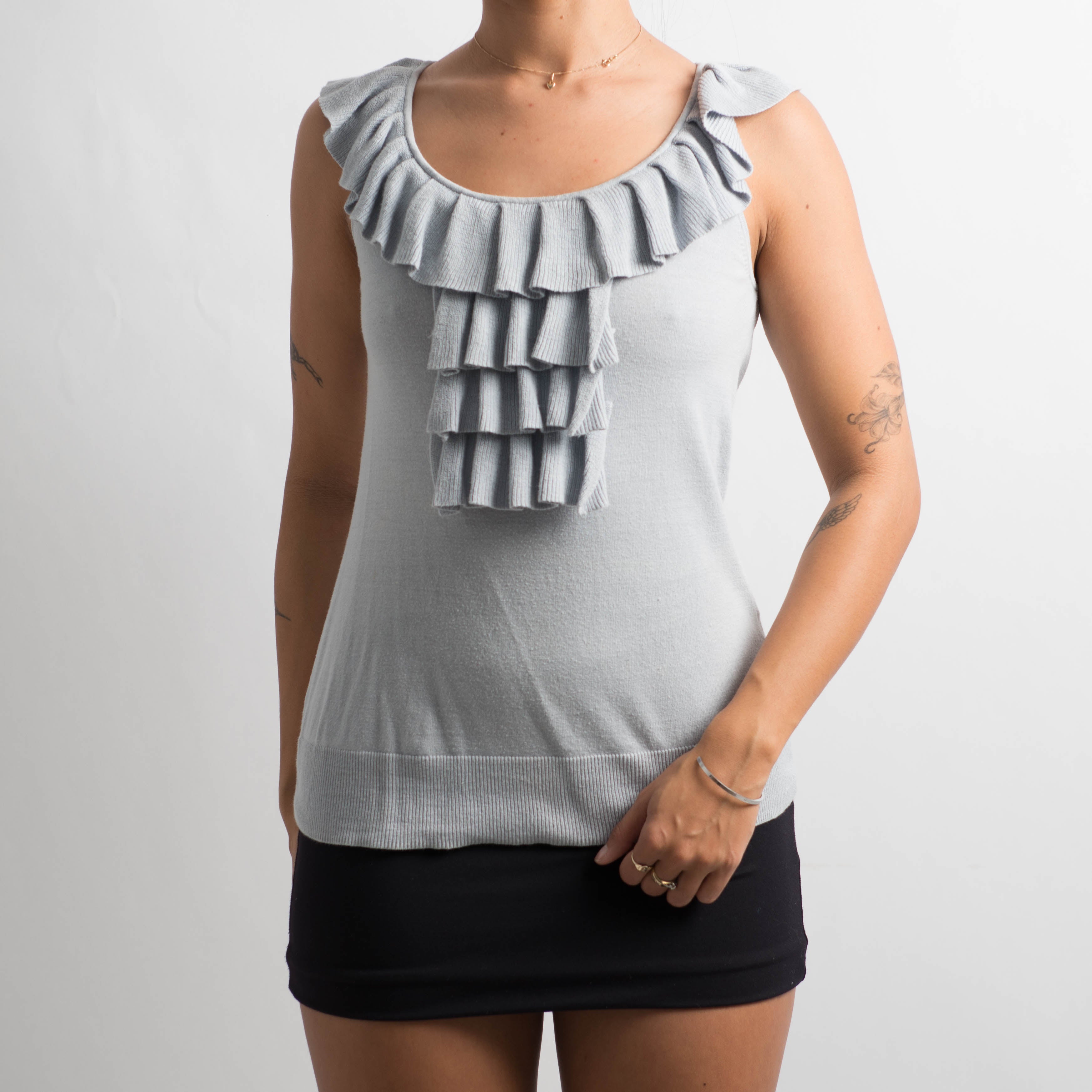 RUFFLE KNIT TANK TOP