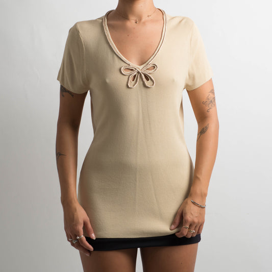 BEIGE SHORT SLEEVE TOP