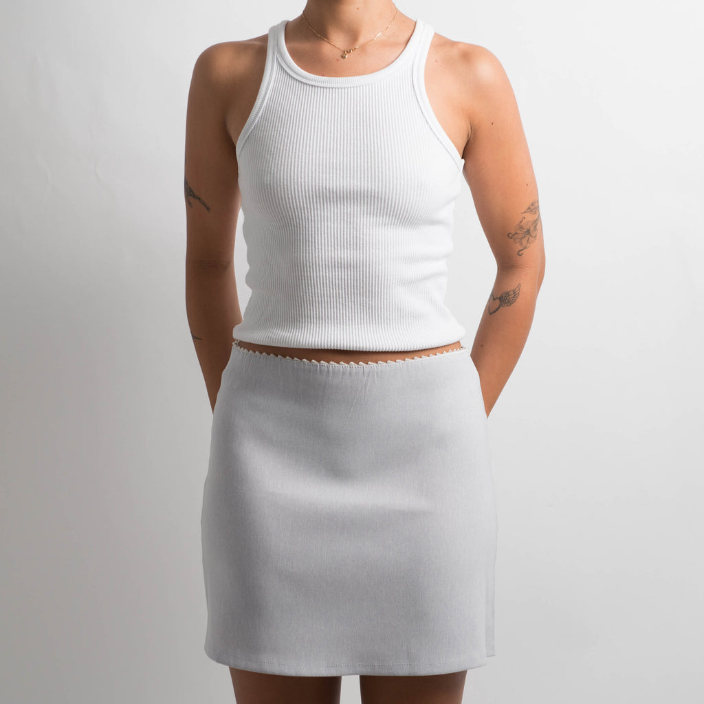 LIGHT GREY PICOT TRIM SKIRT