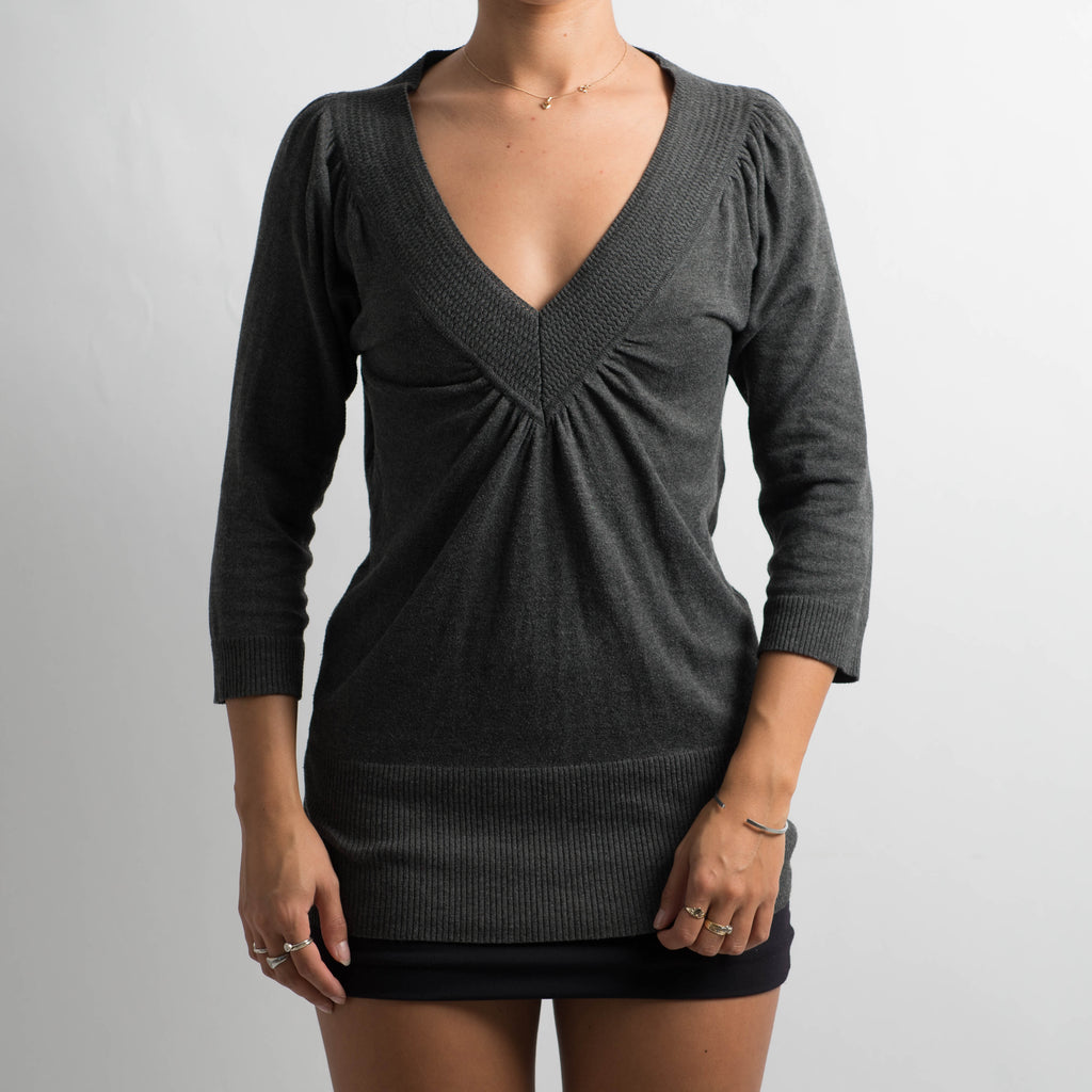 CHARCOAL 3/4 SLEEVE TOP