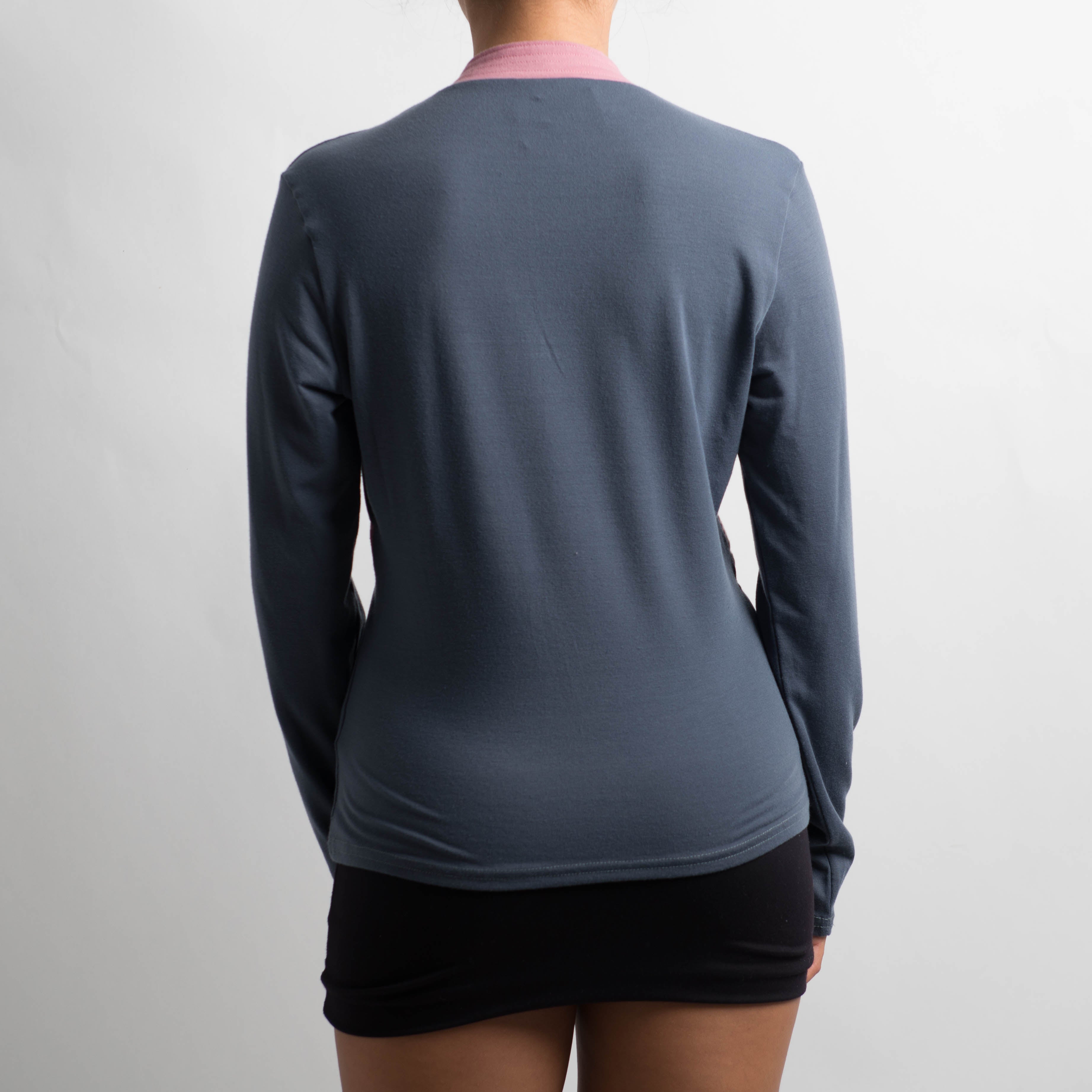GREY BLUE LONG SLEEVE TOP
