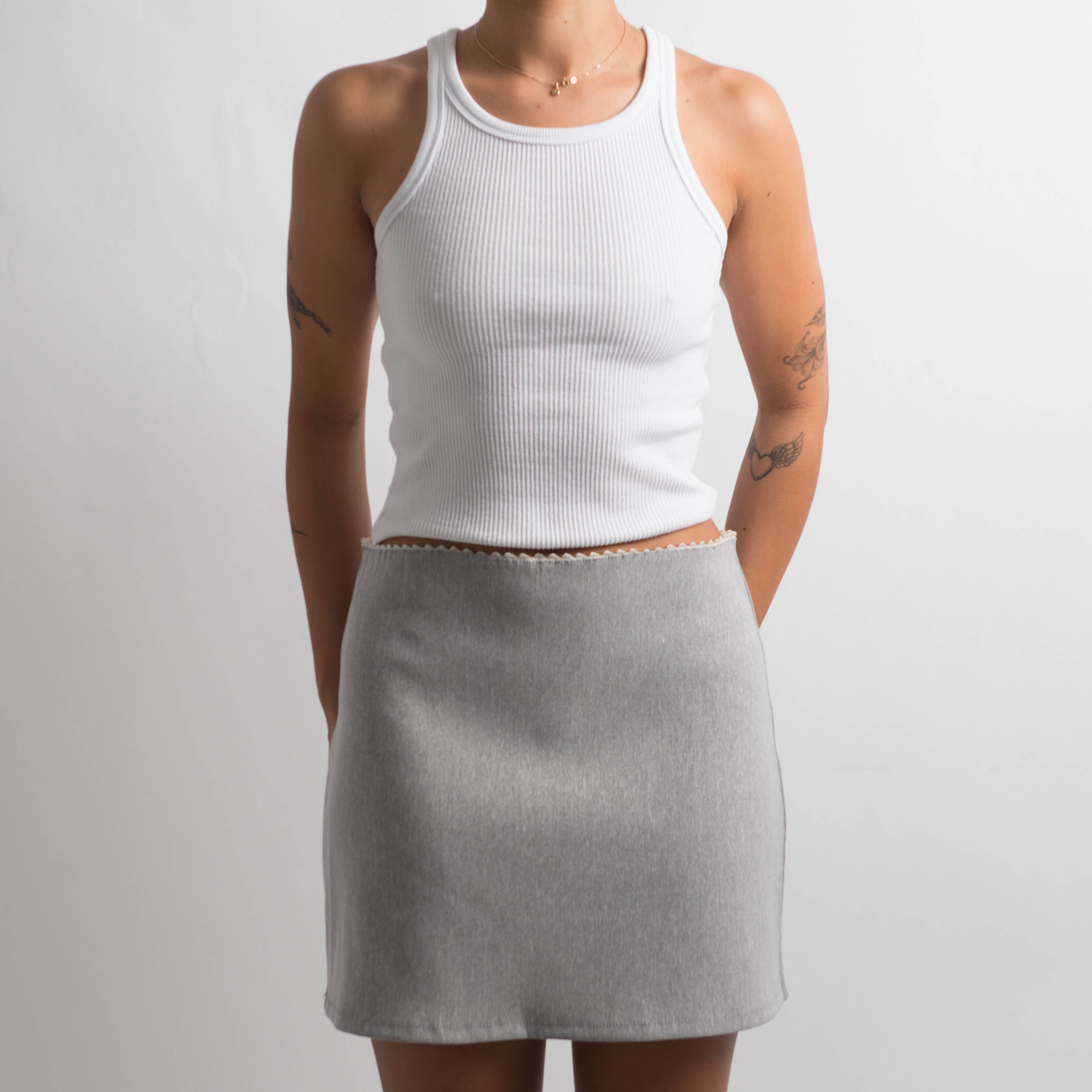 MID GREY PICOT TRIM SKIRT