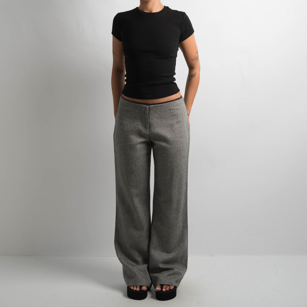 HERRINGBONE WIDE LEG TROUSERS