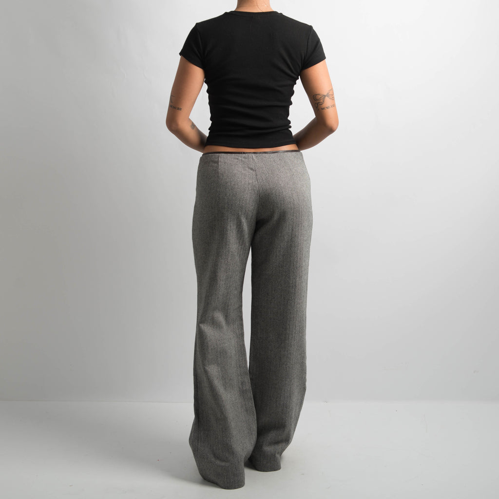 HERRINGBONE WIDE LEG TROUSERS