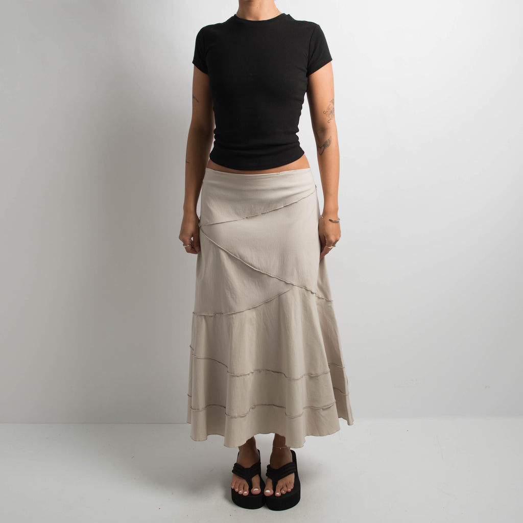 CREAM PANEL MIDI SKIRT
