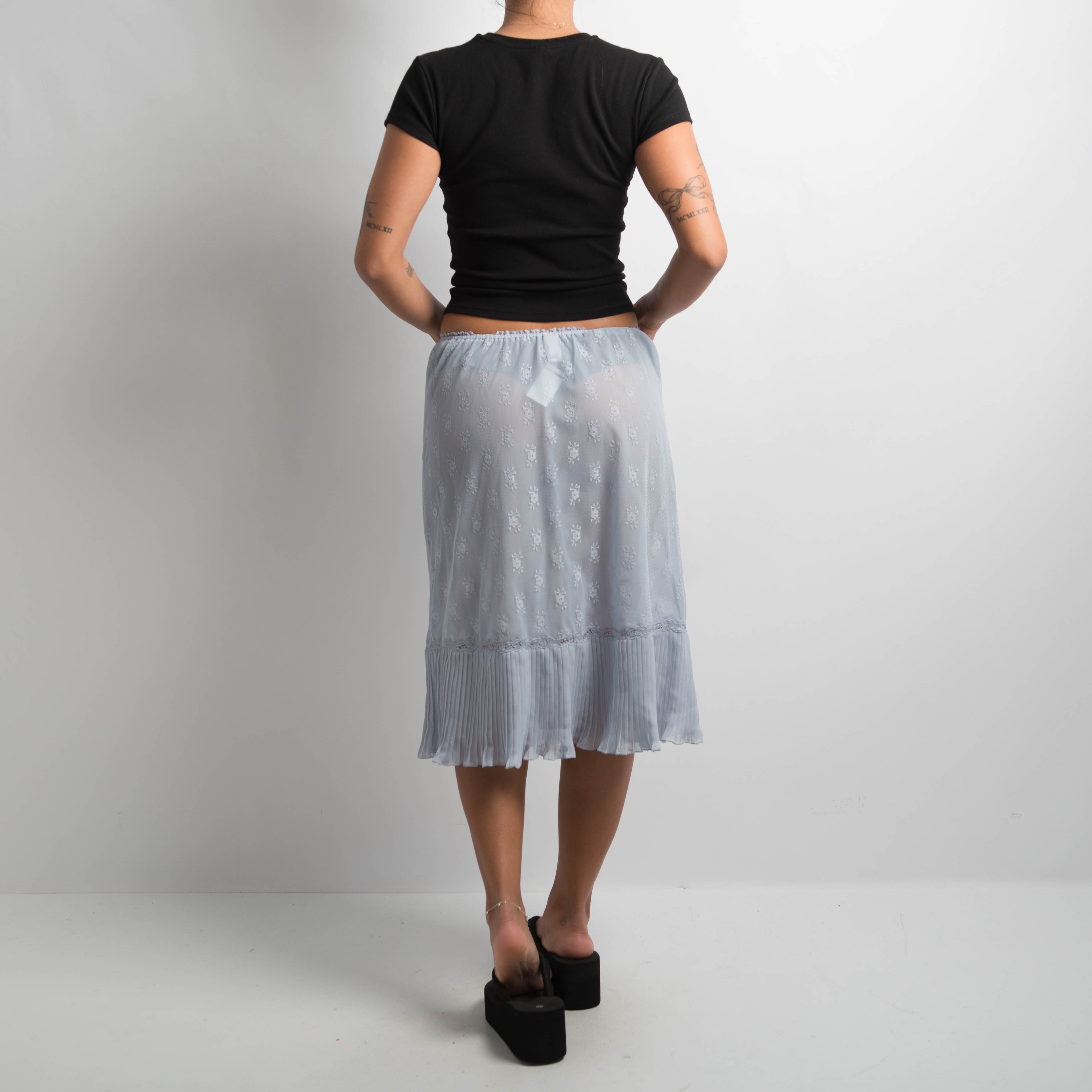 BLUE LACE MIDI SKIRT