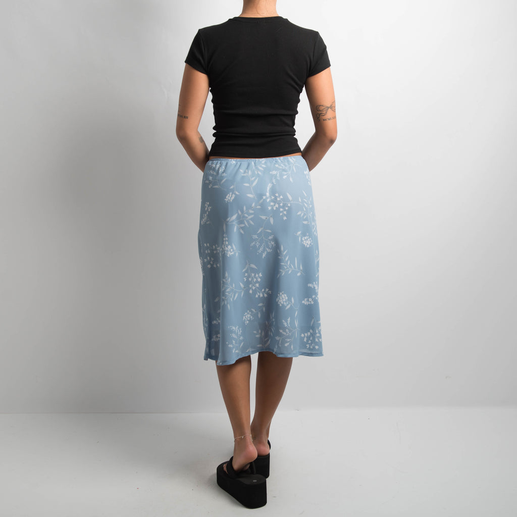 BLUE FLORAL MIDI SKIRT