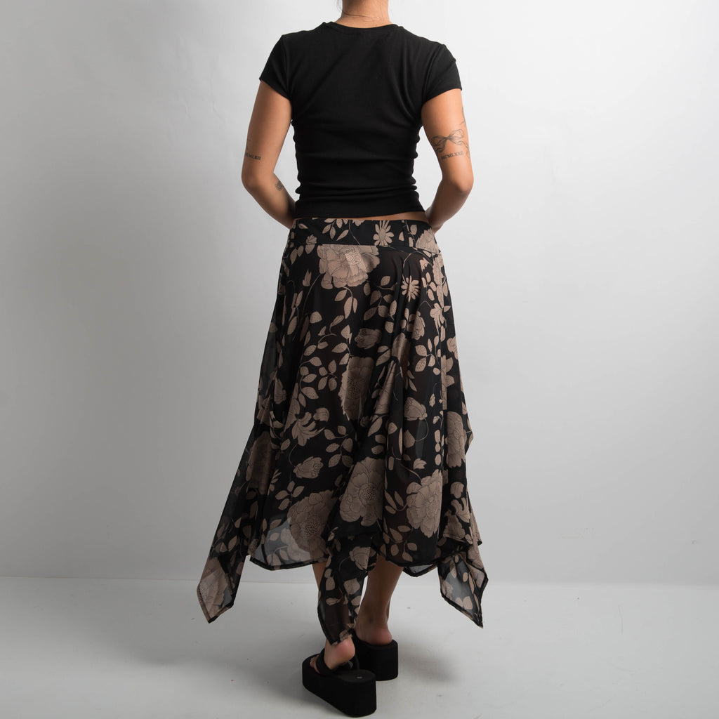 SHEER FLORAL SKIRT