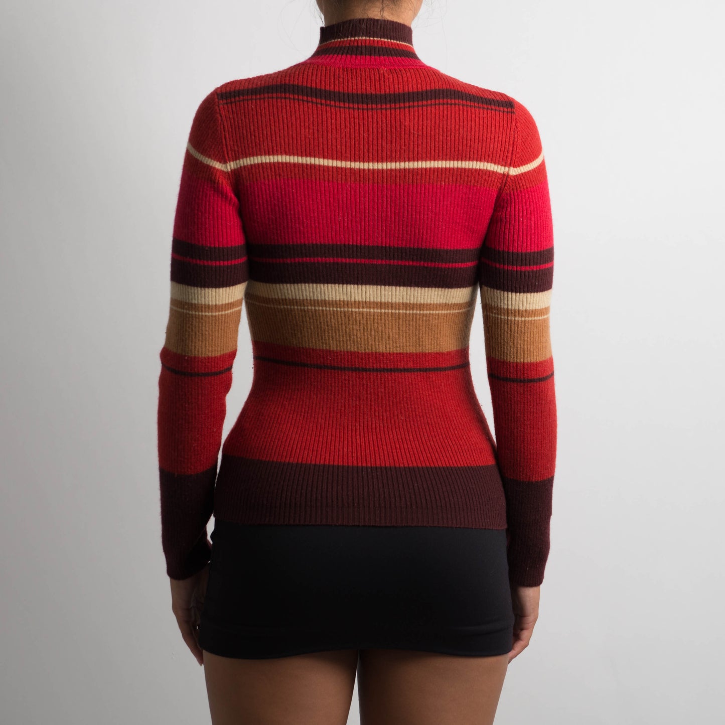 STRIPED WOOL KNIT MOCKNECK